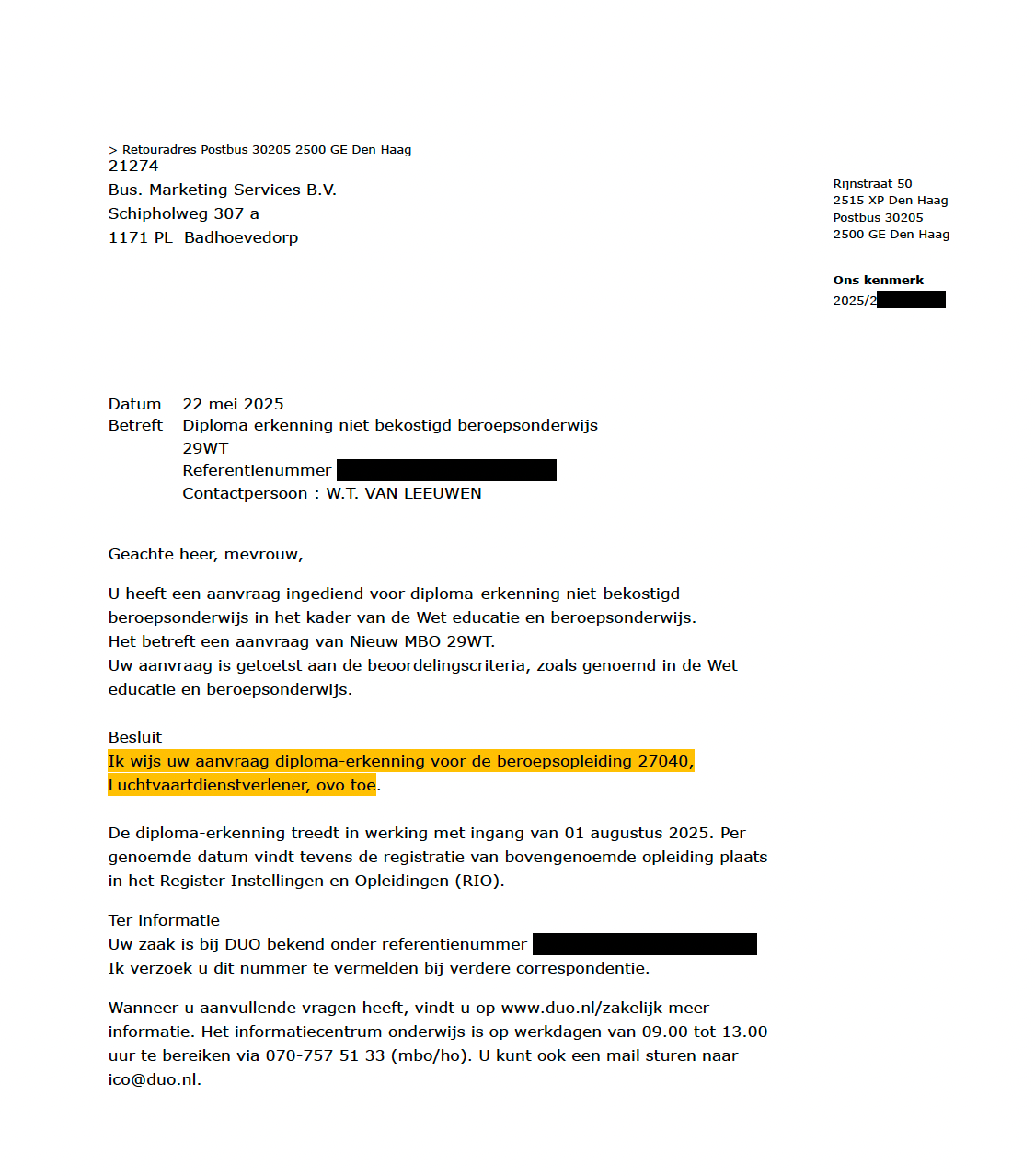 erkenning crebo nieuw MBO